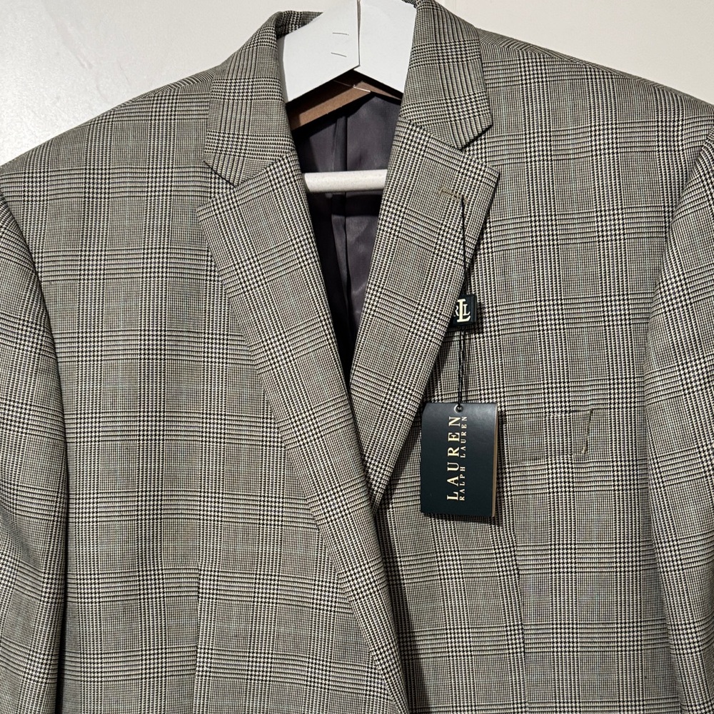 Ralph Lauren Men's Black and White Checkered Blazer